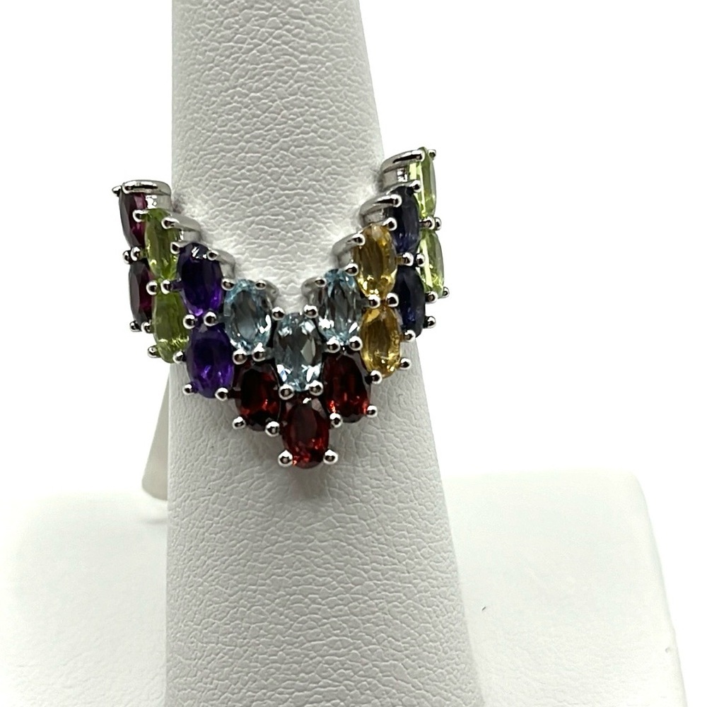 JTV Multicolor Gemstone Silver Ring
